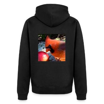 Nördlicher Kardinal - Unisex Premium Bio Zip Hoodie - Schwarz - Hinten - Nico (187cm)