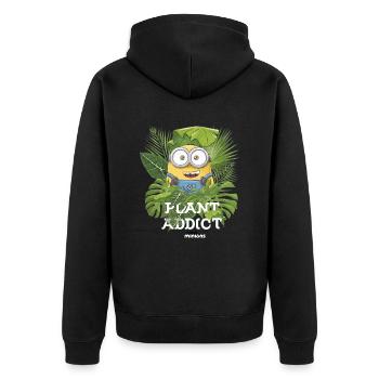 Minions Plant Addict With Green Plants - Unisex Premium Organic Zip Hoodie - black - Back - Nico (187cm)