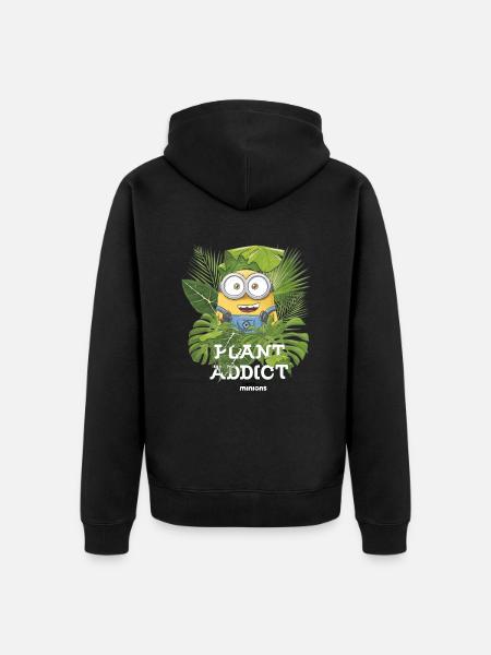 Minions Plant Addict con le piante - Felpa con cappuccio ecologica premium unisex - nero