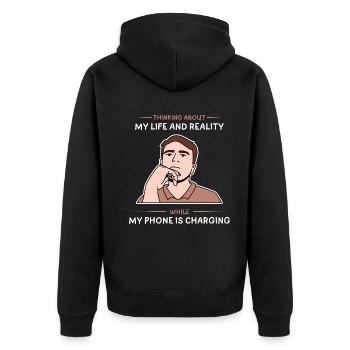 Lebensentwurf für junge stolze Pinoys - Unisex Premium Bio Zip Hoodie - Schwarz - Hinten - Nico (187cm)
