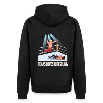 Texas wrestling design for proud Texas fans - Unisex Premium Organic Zip Hoodie - black - Back - Nico (187cm)