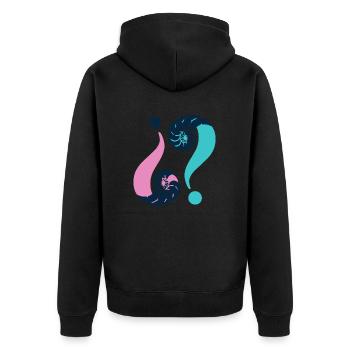 Énigme infinie. 04 Bleu & Rose - Veste à capuche bio Premium Unisexe - noir - Dos - Nico (187cm)