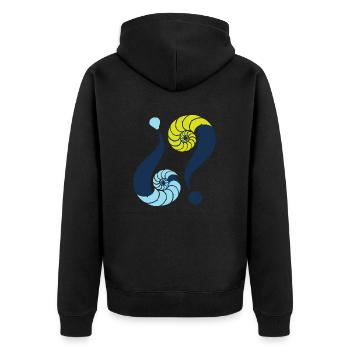 Énigme infinie. 14 Bleu et Vert - Veste à capuche bio Premium Unisexe - noir - Dos - Nico (187cm)