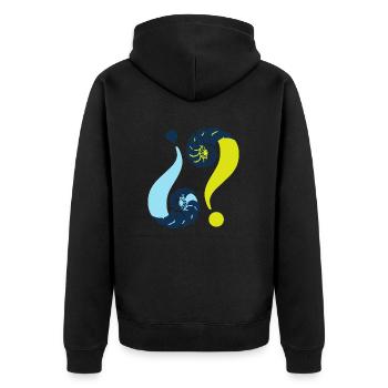 Infinite enigma. 07 Blue & Green - Unisex Premium Organic Zip Hoodie - black - Back - Nico (187cm)