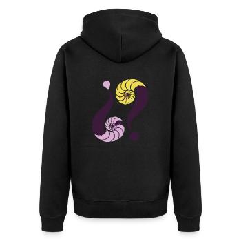 Énigme infinie. 13 Violet et pistache - Veste à capuche bio Premium Unisexe - noir - Dos - Nico (187cm)