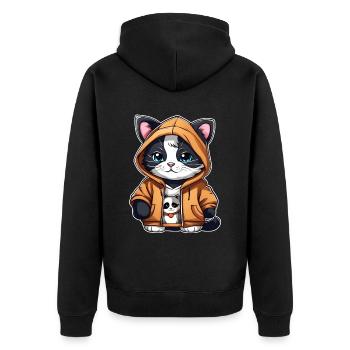 Chat cool avec sweat à capuche - Veste à capuche bio Premium Unisexe - noir - Dos - Nico (187cm)
