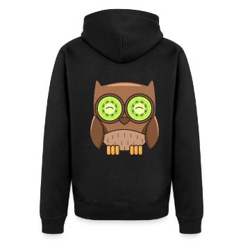 Owl Kiwi Design for Owl Lovers - Unisex Premium Organic Zip Hoodie - black - Back - Nico (187cm)