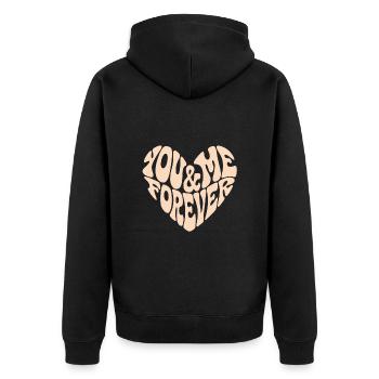 You & Me Forever | Romantic Partner Statement - Unisex Premium Organic Zip Hoodie - black - Back - Nico (187cm)