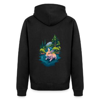 Beautiful illustration of a rabbit - Unisex Premium Organic Zip Hoodie - black - Back - Nico (187cm)