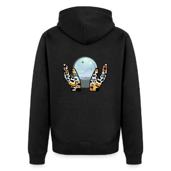 magische Hände mit Glaskugel - Unisex Premium Bio Zip Hoodie - Schwarz - Hinten - Nico (187cm)