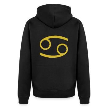 Zodiac sign Cancer, exclusive t-shirt design - Unisex Premium Organic Zip Hoodie - black - Back - Nico (187cm)