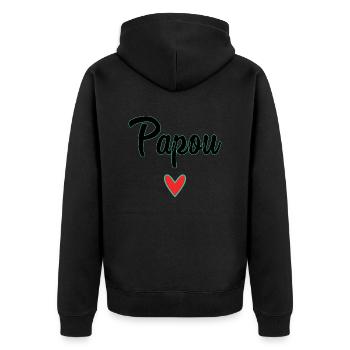 PAPOU. PAPA. FÊTE DES PÈRES. BONNE FÊTE PAPA - Veste à capuche bio Premium Unisexe - noir - Dos - Nico (187cm)