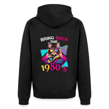 80s Cat Maincoon Costume - Unisex Premium Organic Zip Hoodie - black - Back - Nico (187cm)