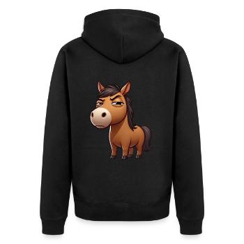 Dessin animé drôle de cheval coquin - Veste à capuche bio Premium Unisexe - noir - Dos - Nico (187cm)