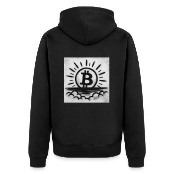 Sun goes up with Bitcoin - Unisex Premium Bio Zip Hoodie - Schwarz - Hinten - Nico (187cm)