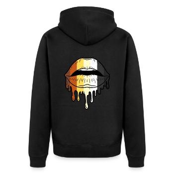 Tropfende Gay Bear Lippen Gay Bear Pride - Unisex Premium Bio Zip Hoodie - Schwarz - Hinten - Nico (187cm)