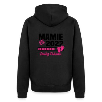 Mamie en 2022 / Cadeau future mamie 2022 - Veste à capuche bio Premium Unisexe - noir - Dos - Nico (187cm)