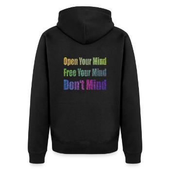 Don't Mind - Unisex Premium Bio Zip Hoodie - Schwarz - Hinten - Nico (187cm)