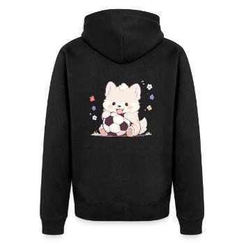 Cute Soccer Dog - Funny Dog Soccer Design - Unisex Premium Organic Zip Hoodie - black - Back - Nico (187cm)