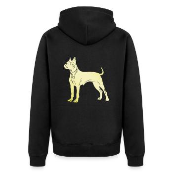 Pit Terrier Hund Silhouette - Unisex Premium Bio Zip Hoodie - Schwarz - Hinten - Nico (187cm)