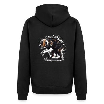 Panther Bier Lustig - Unisex Premium Bio Zip Hoodie - Schwarz - Hinten - Nico (187cm)