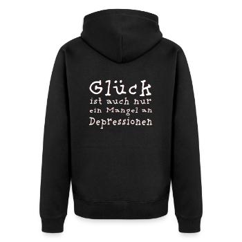 Glück und Depressionen - Unisex Premium Bio Zip Hoodie - Schwarz - Hinten - Nico (187cm)