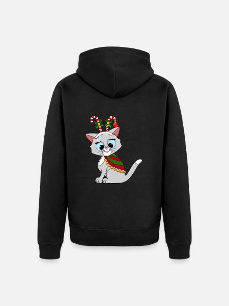 X-Mas Cat - Unisex Premium Organic Zip Hoodie - black