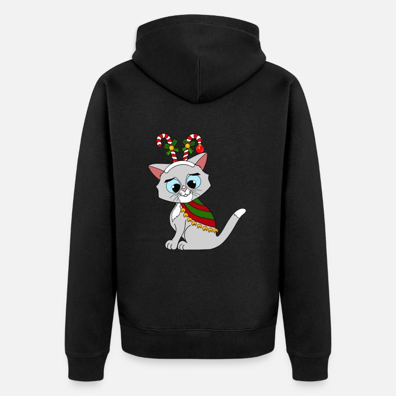 Chat de Noël - Veste à capuche bio Premium Unisexe - noir