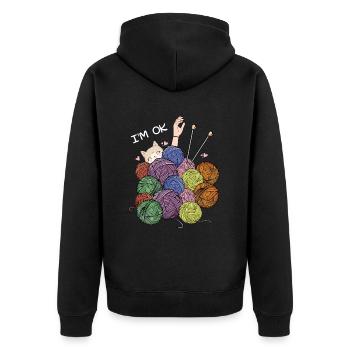 I'm Ok Häkeln & Stricken Lustiges Häkeln Stricken - Unisex Premium Bio Zip Hoodie - Schwarz - Hinten - Nico (187cm)