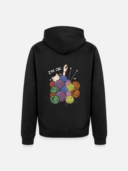 I'm Ok Crochet & Knitting Funny crochet knitting - Veste à capuche bio Premium Unisexe - noir