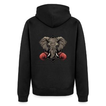 Elefant Boxer MMA Logo - Unisex Premium Bio Zip Hoodie - Schwarz - Hinten - Nico (187cm)