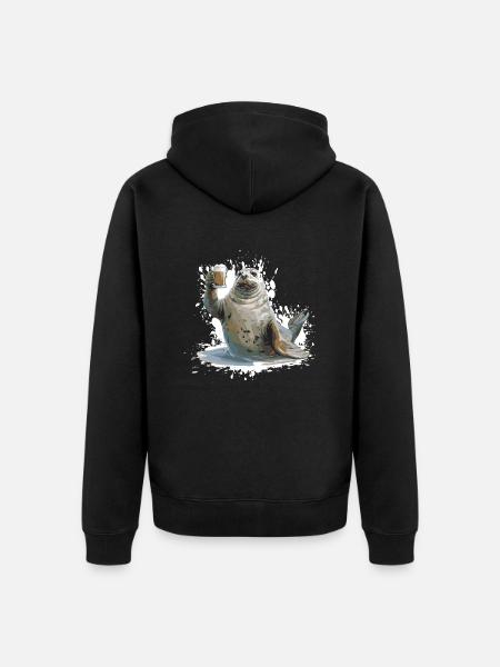 Robbe Bier Lustig - Unisex Premium Bio Zip Hoodie - Schwarz