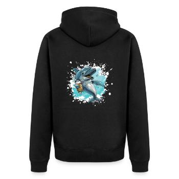 Dolphin Bière Drôle - Veste à capuche bio Premium Unisexe - noir - Dos - Nico (187cm)