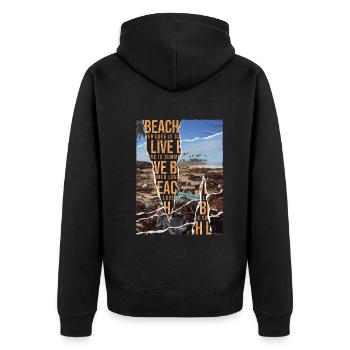Sarcastic summer design garbage on the beach - Unisex Premium Organic Zip Hoodie - black - Back - Nico (187cm)