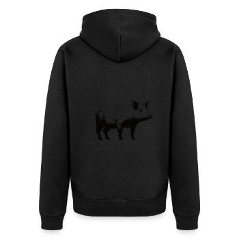 Pig Stencil White and Black - Unisex Premium Organic Zip Hoodie - black - Back - Nico (187cm)