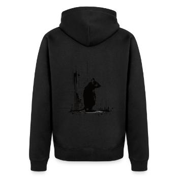Rat Stencil Art White and Black - Unisex Premium Organic Zip Hoodie - black - Back - Nico (187cm)