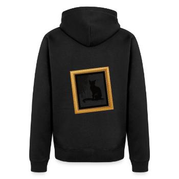 Cat Stencil White and Black - Unisex Premium Bio Zip Hoodie - Schwarz - Hinten - Nico (187cm)