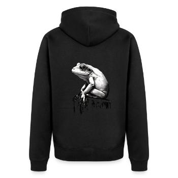 Frosch Stencil Design Kunst - Unisex Premium Bio Zip Hoodie - Schwarz - Hinten - Nico (187cm)