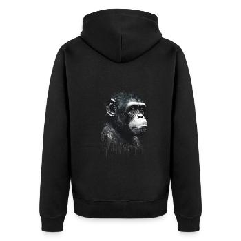 Portrait de singe chimpanzé - Veste à capuche bio Premium Unisexe - noir - Dos - Nico (187cm)