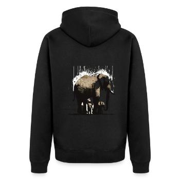 Elefanten Familie - Unisex Premium Bio Zip Hoodie - Schwarz - Hinten - Nico (187cm)
