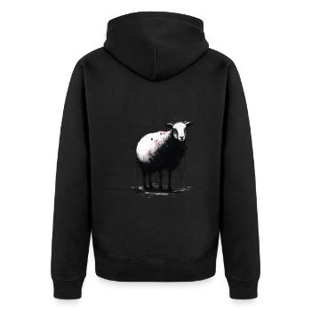 Schaf Schablone Art.-nr - Unisex Premium Bio Zip Hoodie - Schwarz - Hinten - Nico (187cm)