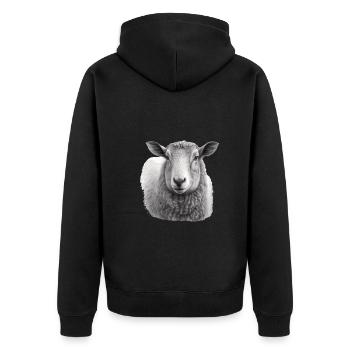 Sheep portrait - Unisex Premium Organic Zip Hoodie - black - Back - Nico (187cm)