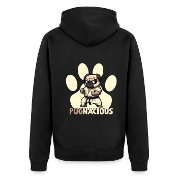 Pug puppy pun - Unisex Premium Organic Zip Hoodie - black - Back - Nico (187cm)