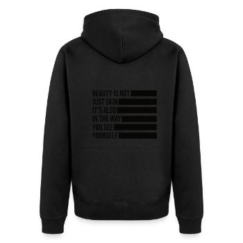 Beauté naturelle Pas de graisse buccale Romover Citation - Veste à capuche bio Premium Unisexe - noir - Dos - Nico (187cm)