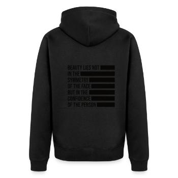 Natural Beauty No Buccal Fat Romover Quote - Unisex Premium Organic Zip Hoodie - black - Back - Nico (187cm)
