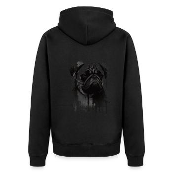 Mops Schablonen Design Weiß Und Schwarz - Unisex Premium Bio Zip Hoodie - Schwarz - Hinten - Nico (187cm)