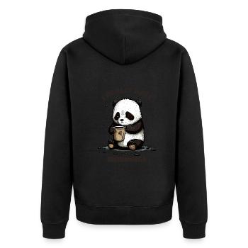 I Reaklly Hate Mornings Panda Bear - Unisex Premium Organic Zip Hoodie - black - Back - Nico (187cm)