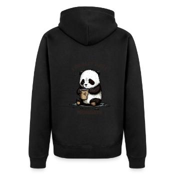 Ich Hasse Montags Panda Bär - Unisex Premium Bio Zip Hoodie - Schwarz - Hinten - Nico (187cm)
