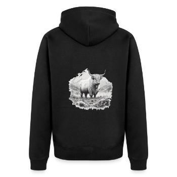 Highland cow - Unisex Premium Organic Zip Hoodie - black - Back - Nico (187cm)