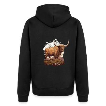 Highland cow - Unisex Premium Organic Zip Hoodie - black - Back - Nico (187cm)
